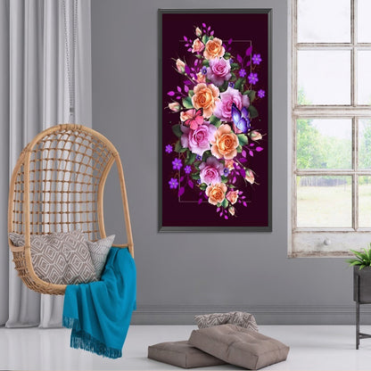 Flower Butterfly - Full Round Drill Diamond Painting 45*80CM