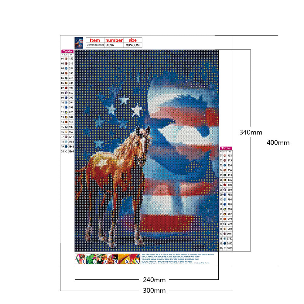 American Flag Element - Full Round Drill Diamond Painting 30*40CM