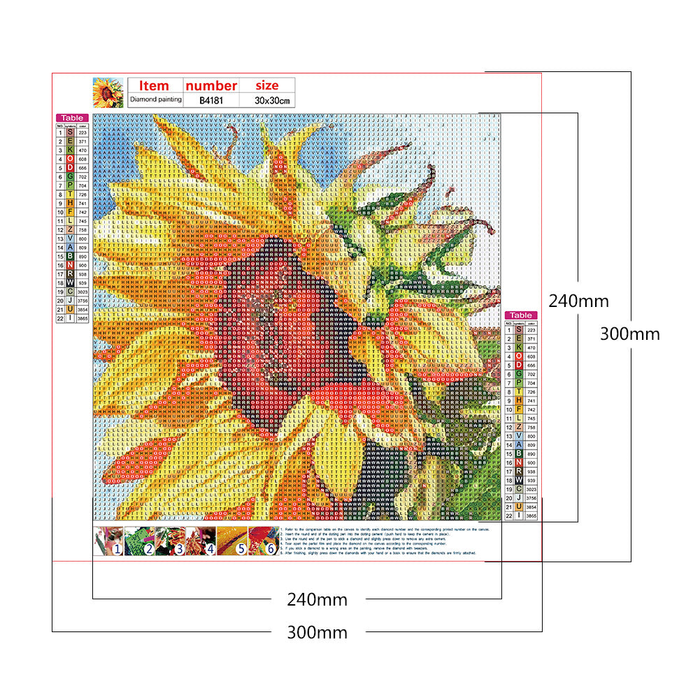 Sunflower Flowers - Full Round Drill Diamond Painting 30*30CM