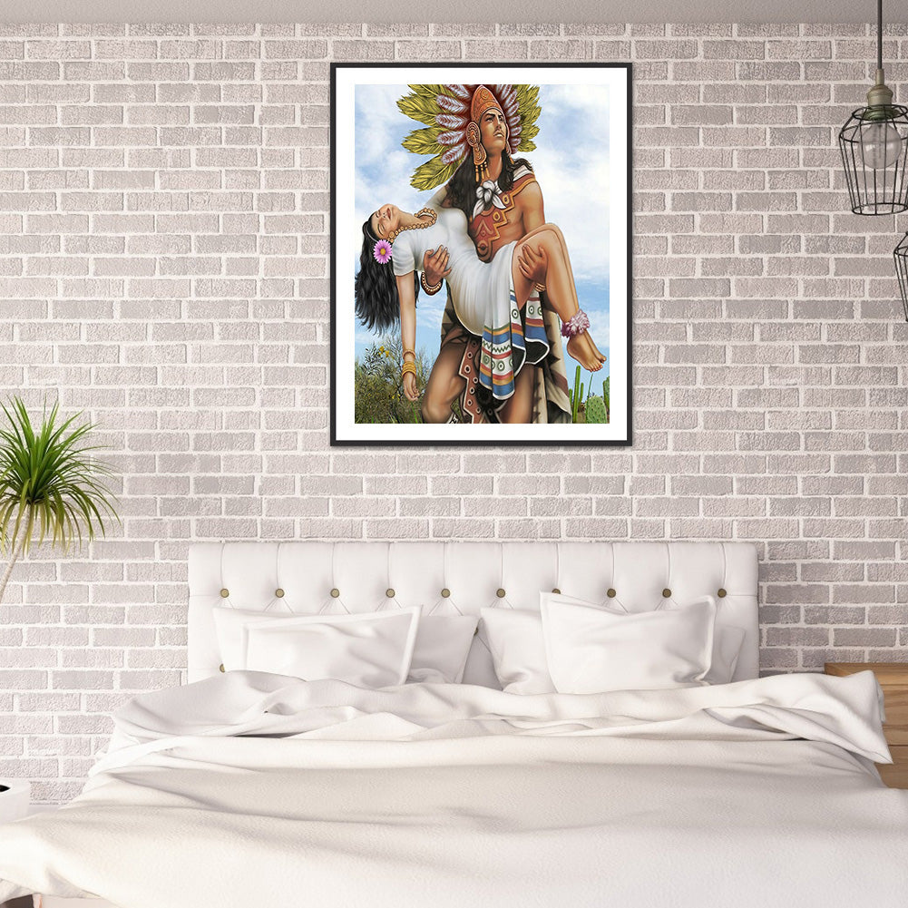 Aztec Warriors - Full Round Drill Diamond Painting 30*40CM