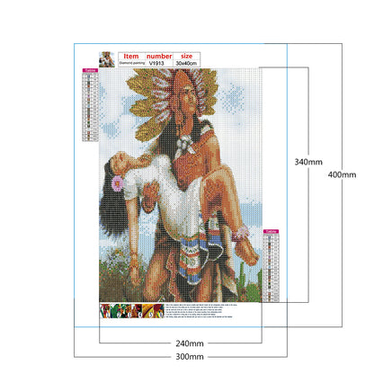 Aztec Warriors - Full Round Drill Diamond Painting 30*40CM