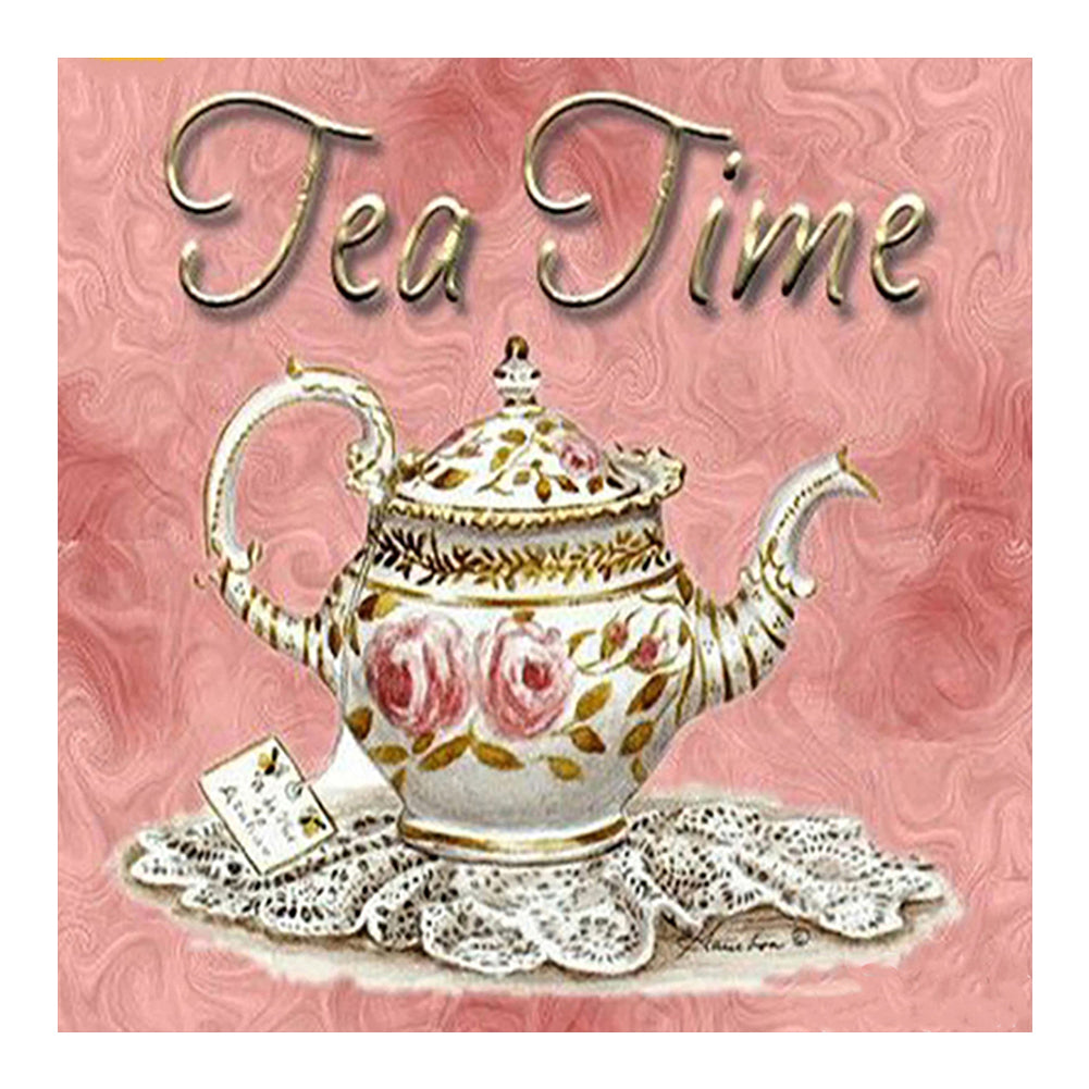 Tea Set In English - Full Square Drill Diamond Painting 40*40CM