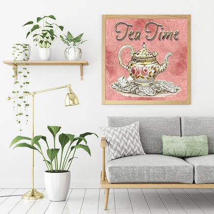 Tea Set In English - Full Square Drill Diamond Painting 40*40CM