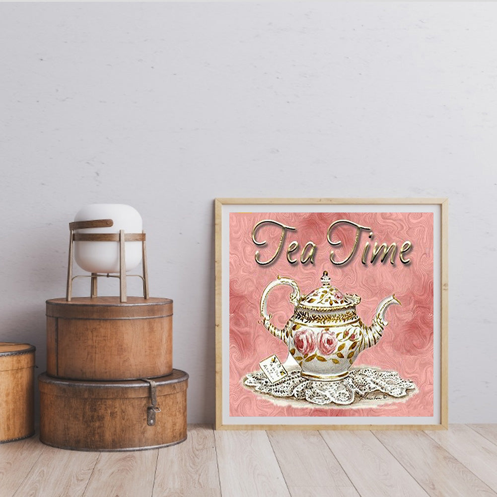 Tea Set In English - Full Square Drill Diamond Painting 40*40CM