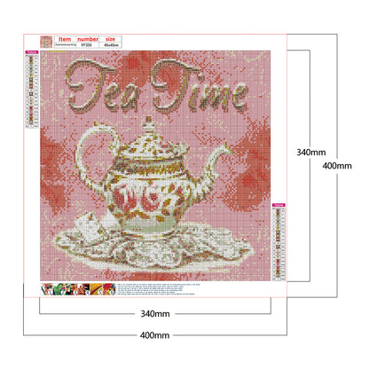 Tea Set In English - Full Square Drill Diamond Painting 40*40CM