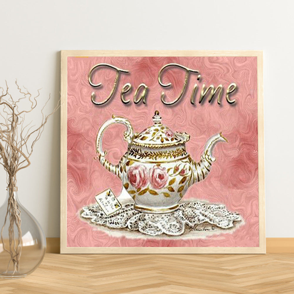 Tea Set In English - Full Square Drill Diamond Painting 40*40CM