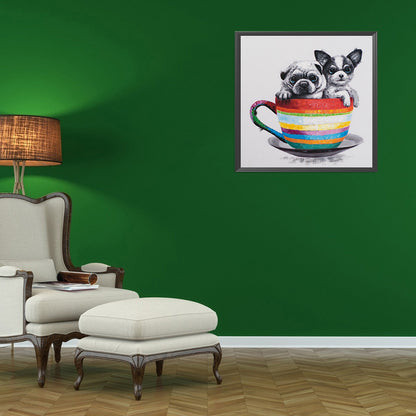 Puppy In Cup - Full Round Drill Diamond Painting 30*30CM