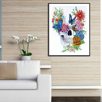 Flower Skull - Special Shaped Drill Diamond Paiting 30*40CM