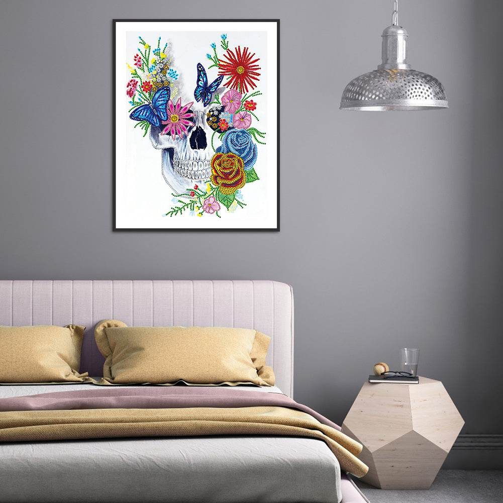 Flower Skull - Special Shaped Drill Diamond Paiting 30*40CM