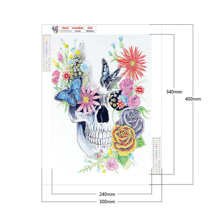 Flower Skull - Special Shaped Drill Diamond Paiting 30*40CM