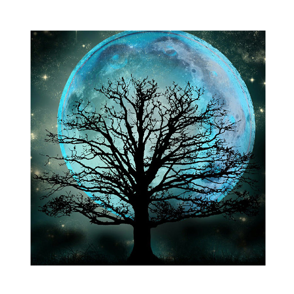 Tree Shadow Under The Moon - Full Round Drill Diamond Painting 40*40CM