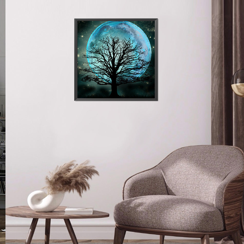 Tree Shadow Under The Moon - Full Round Drill Diamond Painting 40*40CM