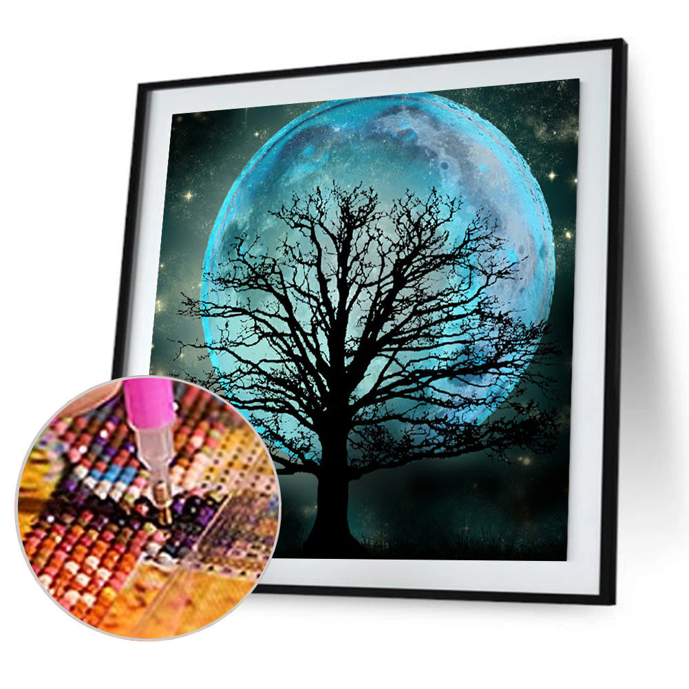 Tree Shadow Under The Moon - Full Round Drill Diamond Painting 40*40CM