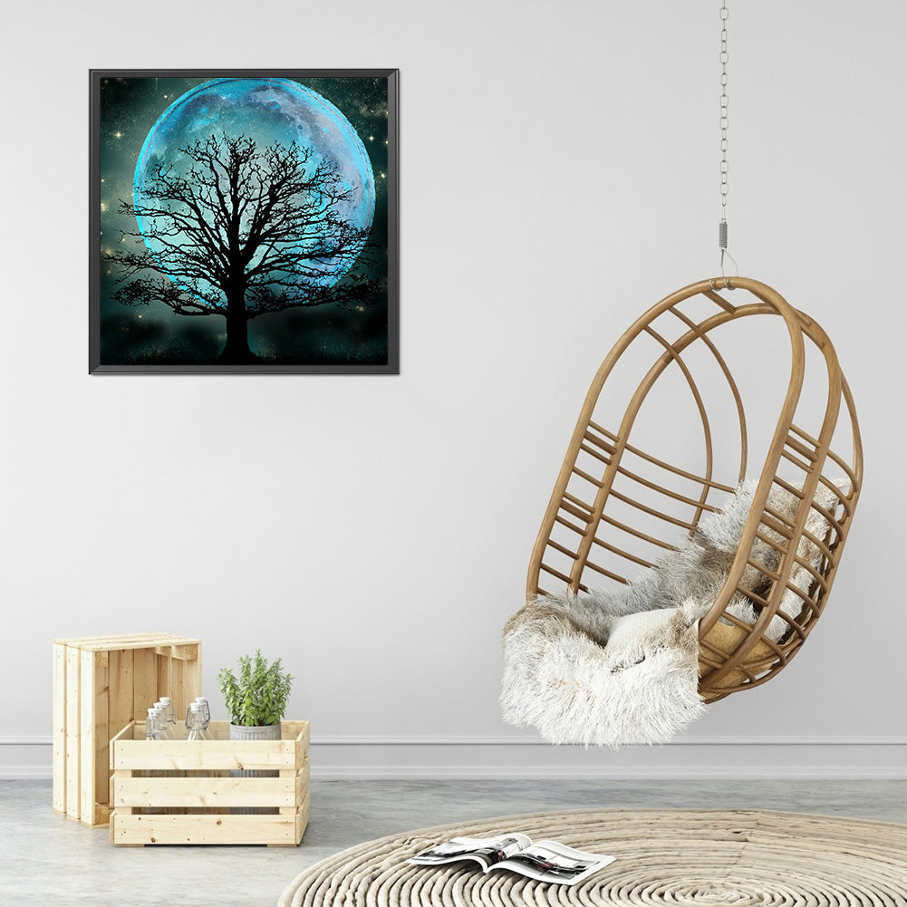 Tree Shadow Under The Moon - Full Round Drill Diamond Painting 40*40CM