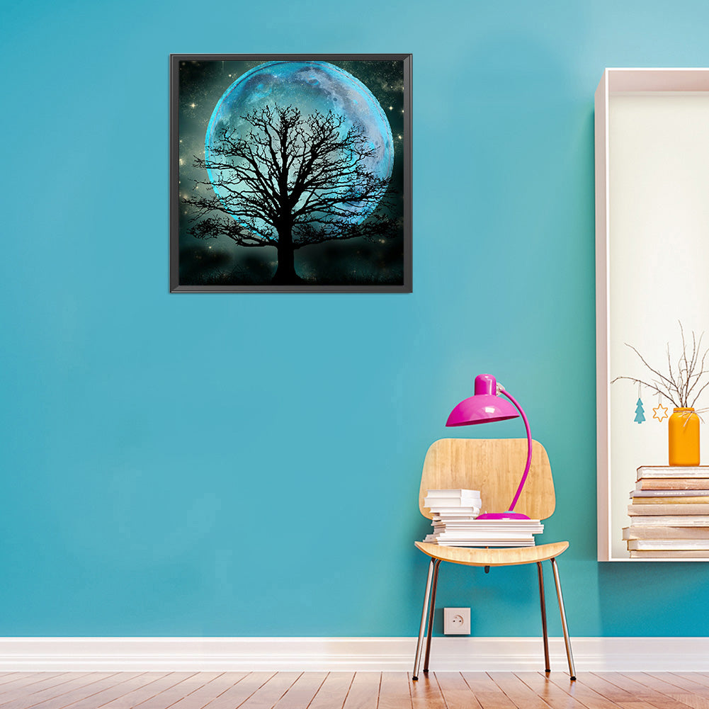 Tree Shadow Under The Moon - Full Round Drill Diamond Painting 40*40CM