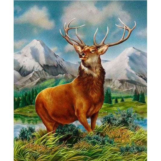 Mountain Elk - Full Round Drill Diamond Painting 30*40CM