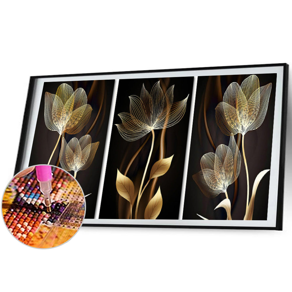 Black Gold Leaves - Full Round Drill Diamond Painting 90*45CM