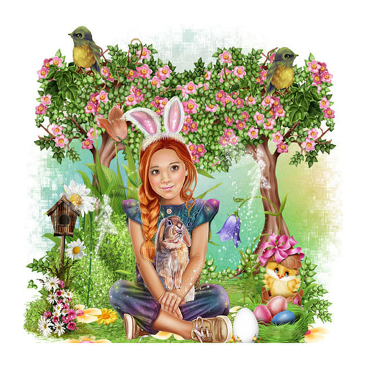 Garden Girl - Full Round Drill Diamond Painting 40*40CM