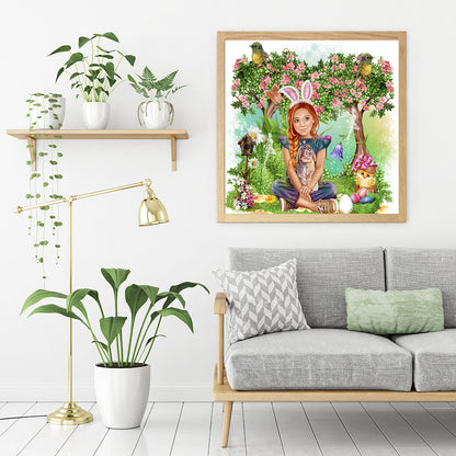 Garden Girl - Full Round Drill Diamond Painting 40*40CM