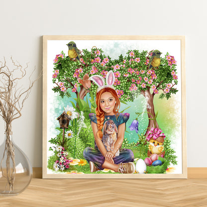 Garden Girl - Full Round Drill Diamond Painting 40*40CM