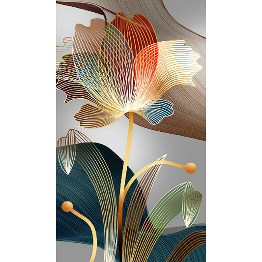 Golden Leaf Lotus - Full Square Drill Diamond Painting 40*75CM