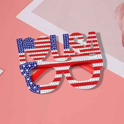 Diamond Painting 5D DIY Cute Funny Toy Glasses Frame Independence Day Decor