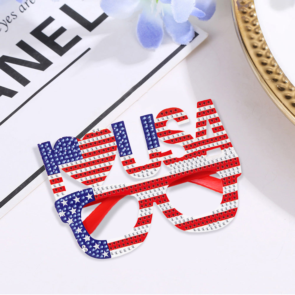 Diamond Painting 5D DIY Cute Funny Toy Glasses Frame Independence Day Decor