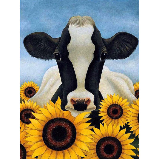 Sunflower Cow - Full Round Drill Diamond Painting 30*40CM