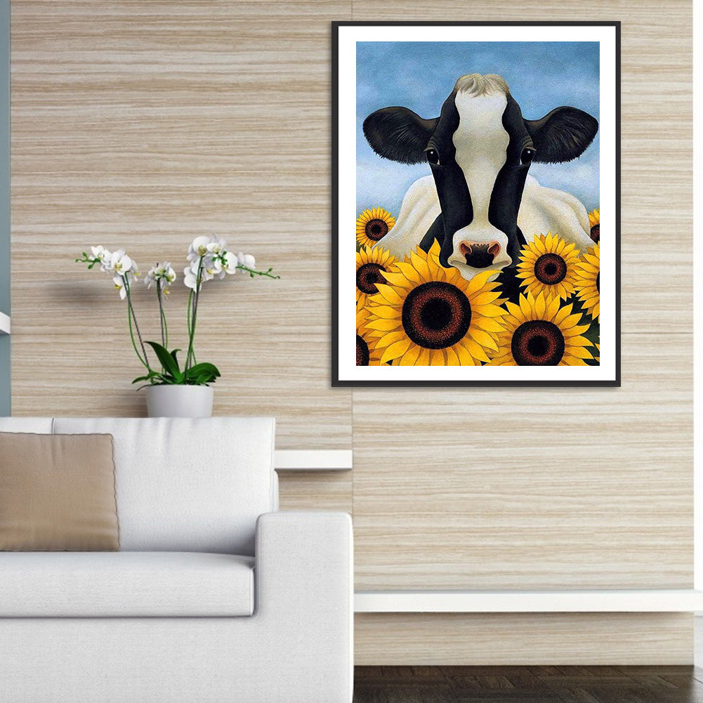 Sunflower Cow - Full Round Drill Diamond Painting 30*40CM