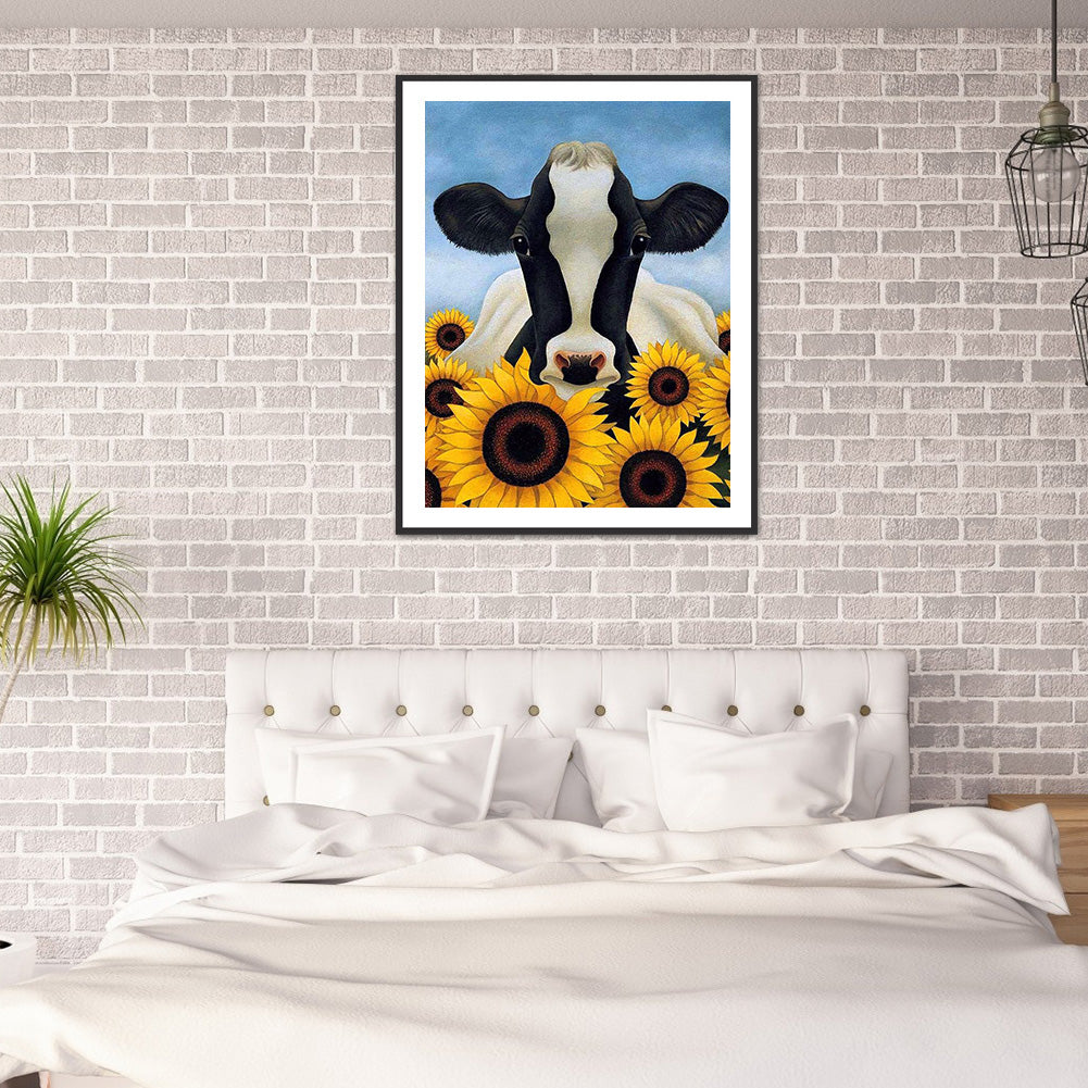 Sunflower Cow - Full Round Drill Diamond Painting 30*40CM