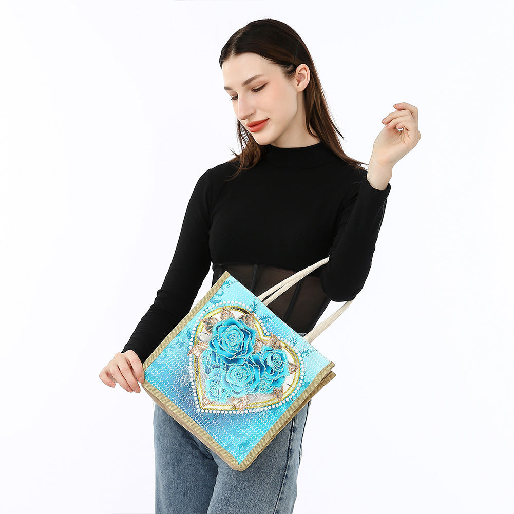 5D Diamond Painting Handbag DIY Linen Shopping Storage Bag Reusable Totes