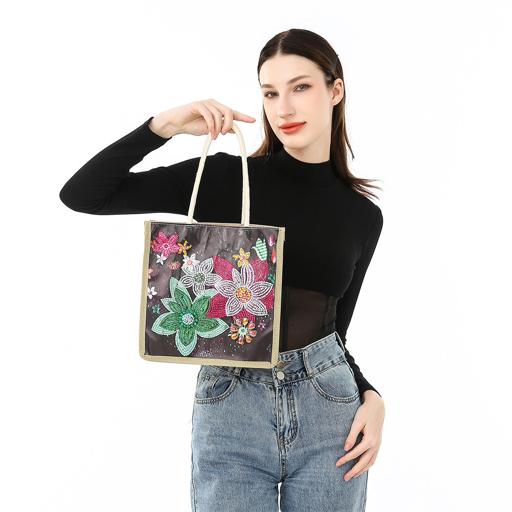 5D Diamond Painting Handbag DIY Linen Shopping Storage Bag Reusable Totes