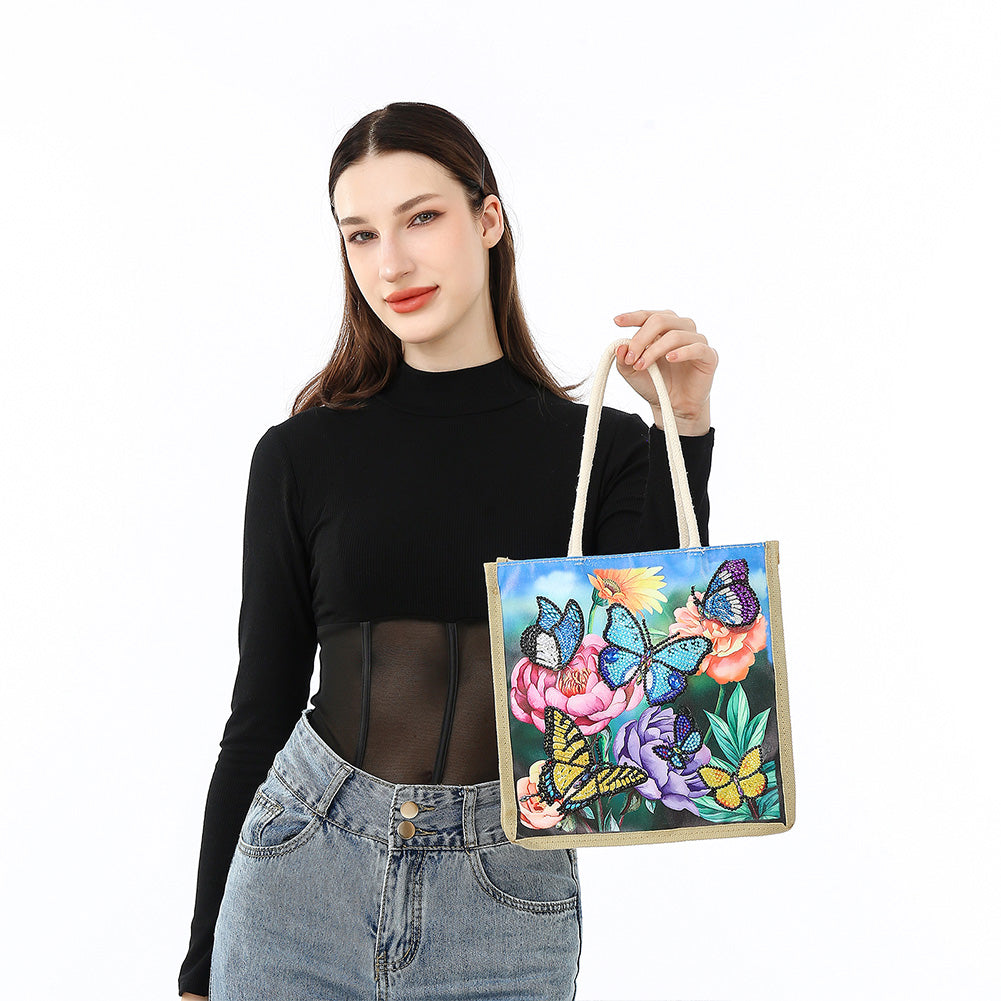 5D Diamond Painting Handbag DIY Linen Shopping Storage Bag Reusable Totes