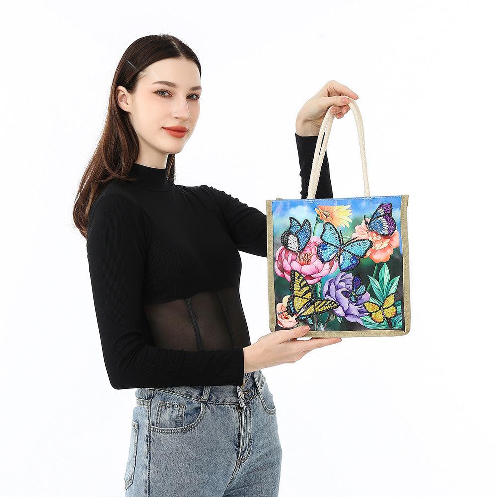 5D Diamond Painting Handbag DIY Linen Shopping Storage Bag Reusable Totes