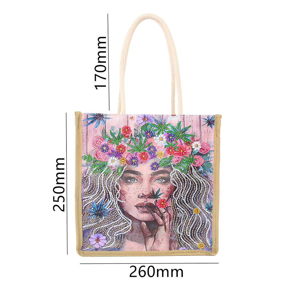 5D Diamond Painting Handbag DIY Linen Shopping Storage Bag Reusable Totes