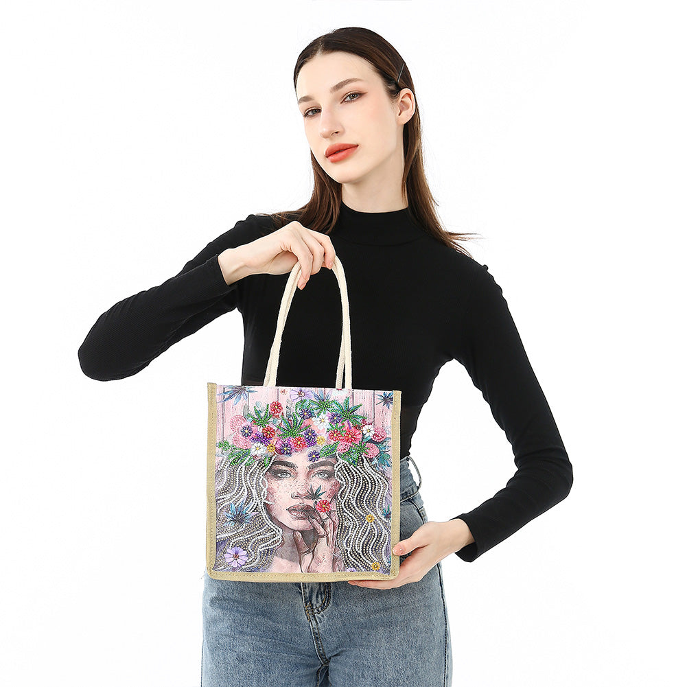 5D Diamond Painting Handbag DIY Linen Shopping Storage Bag Reusable Totes