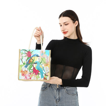 5D Diamond Painting Handbag DIY Linen Shopping Storage Bag Reusable Totes