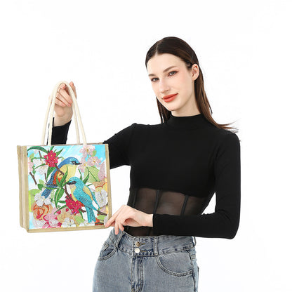 5D Diamond Painting Handbag DIY Linen Shopping Storage Bag Reusable Totes