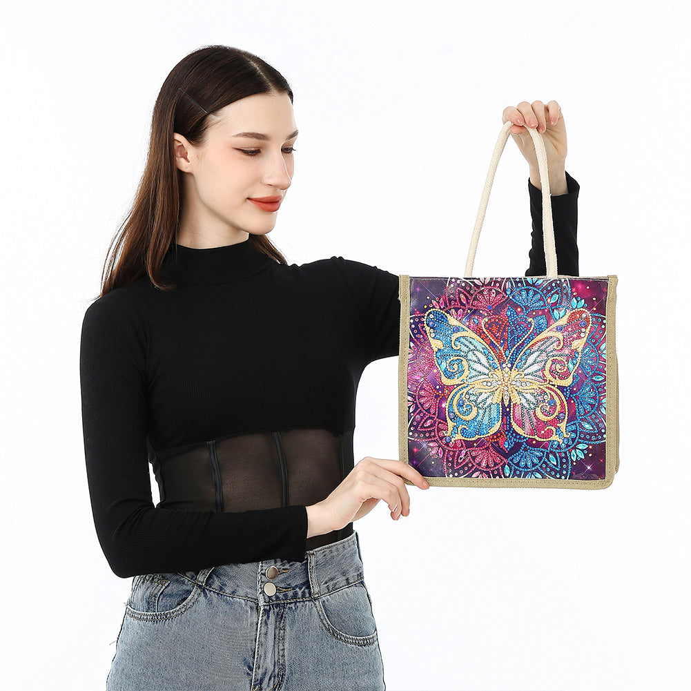 5D Diamond Painting Handbag DIY Linen Shopping Storage Bag Reusable Totes