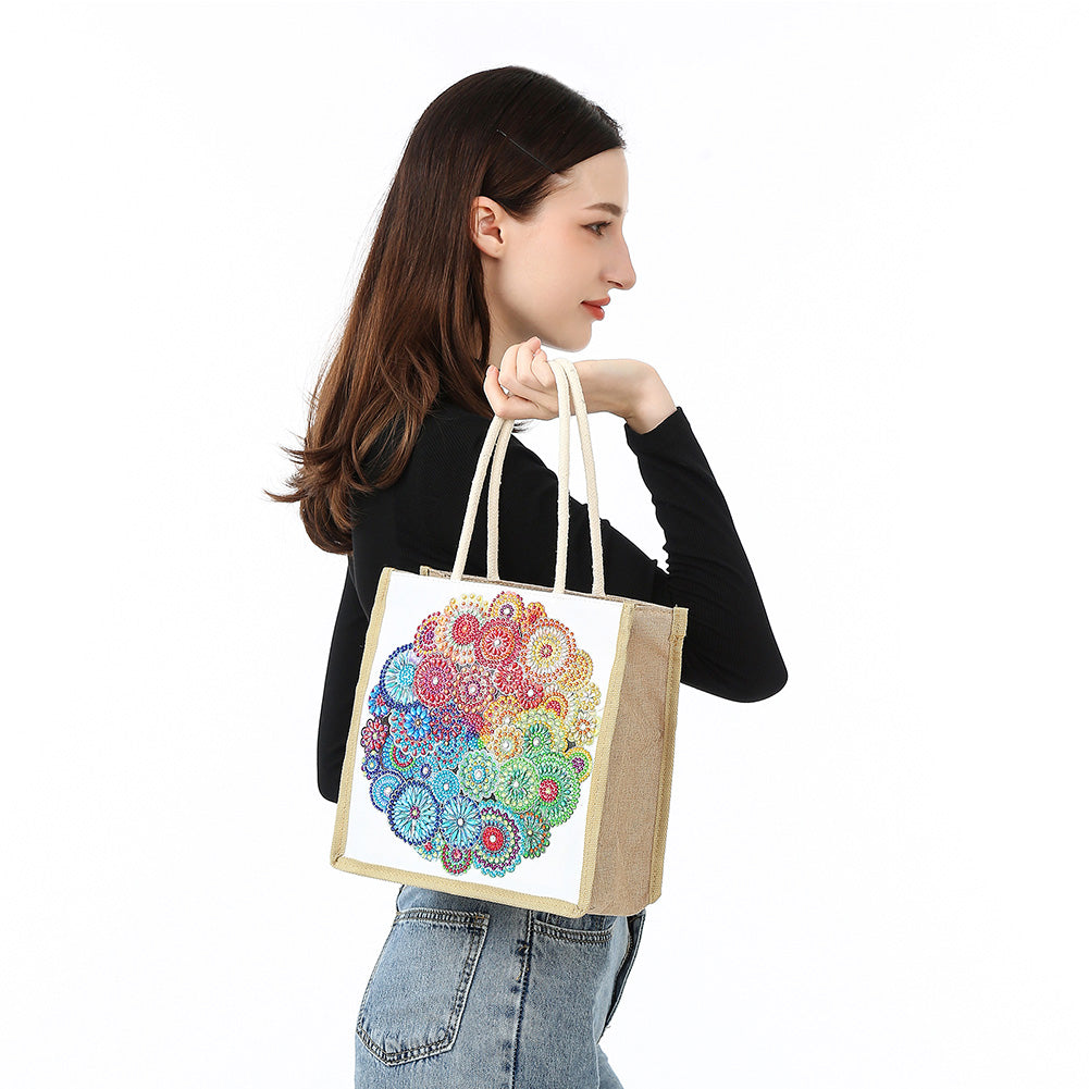 5D Diamond Painting Handbag DIY Linen Shopping Storage Bag Reusable Totes