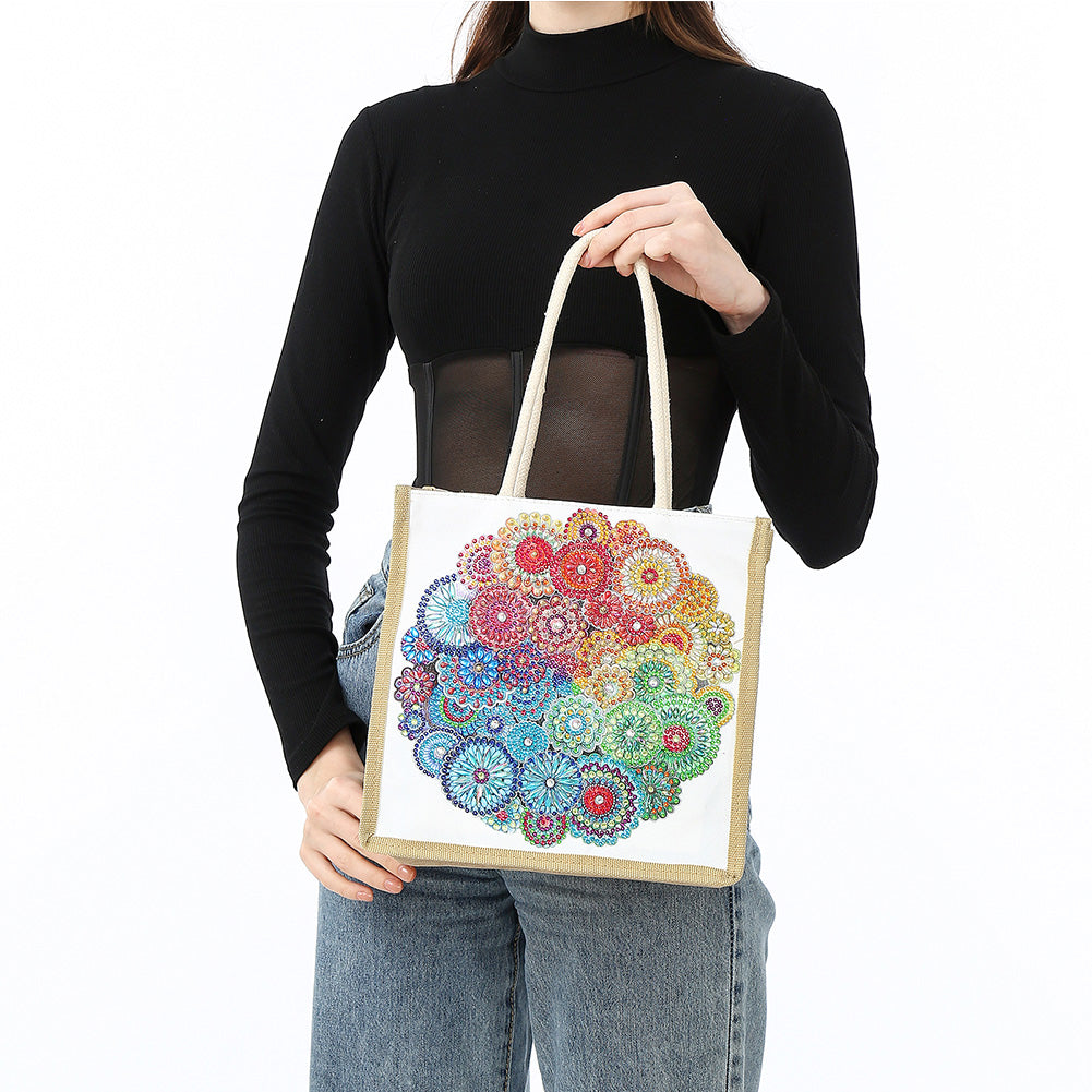 5D Diamond Painting Handbag DIY Linen Shopping Storage Bag Reusable Totes