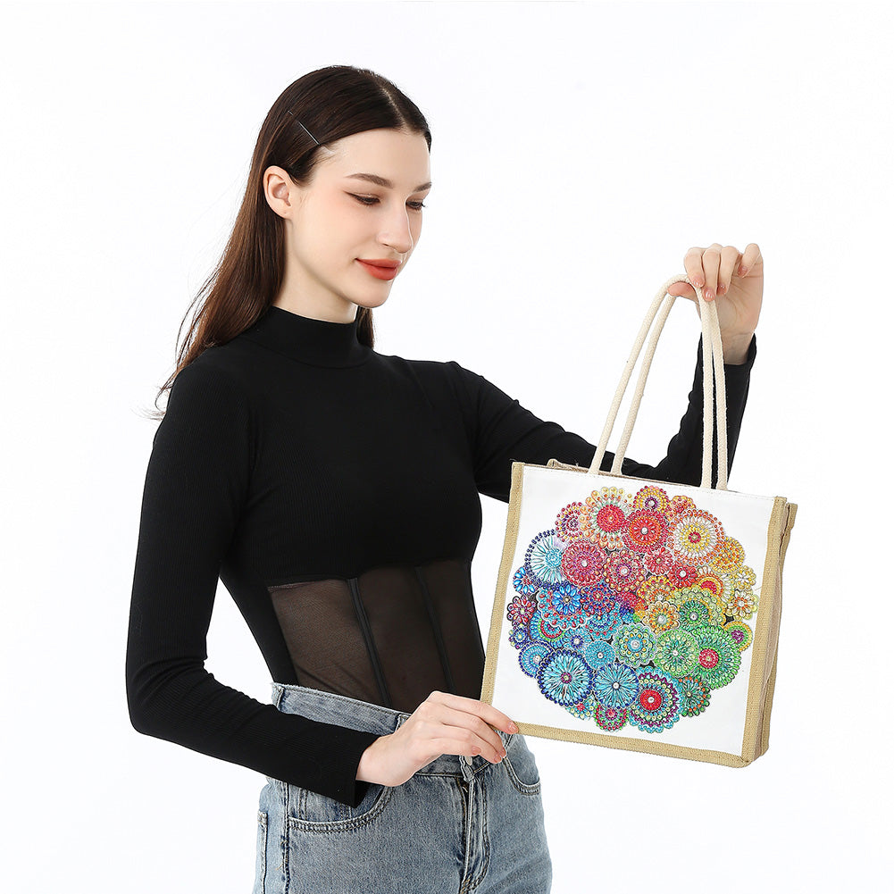 5D Diamond Painting Handbag DIY Linen Shopping Storage Bag Reusable Totes