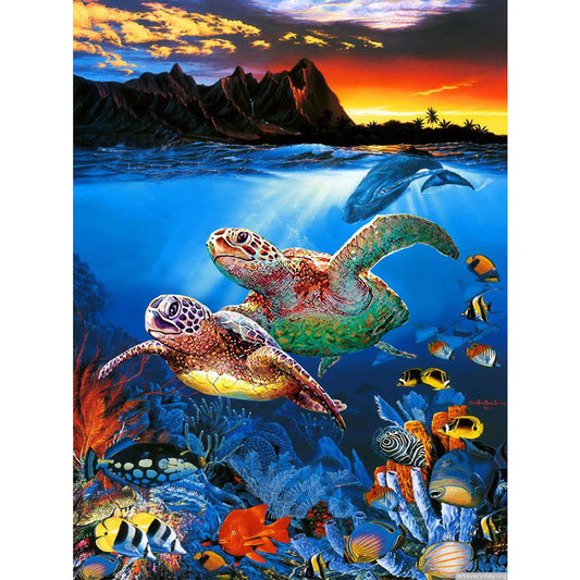 Underwater Animal World - Full Round Drill Diamond Painting 30*40CM