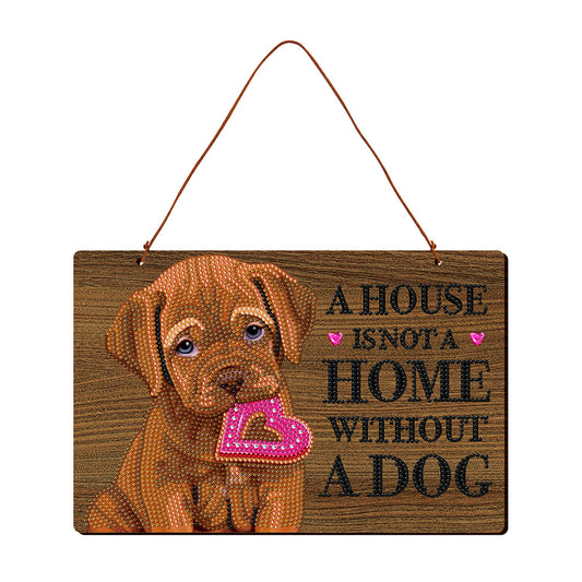 DIY Diamond Painting Dog Wooden Wall Plaque Sign Wood Plate Hanging Decor