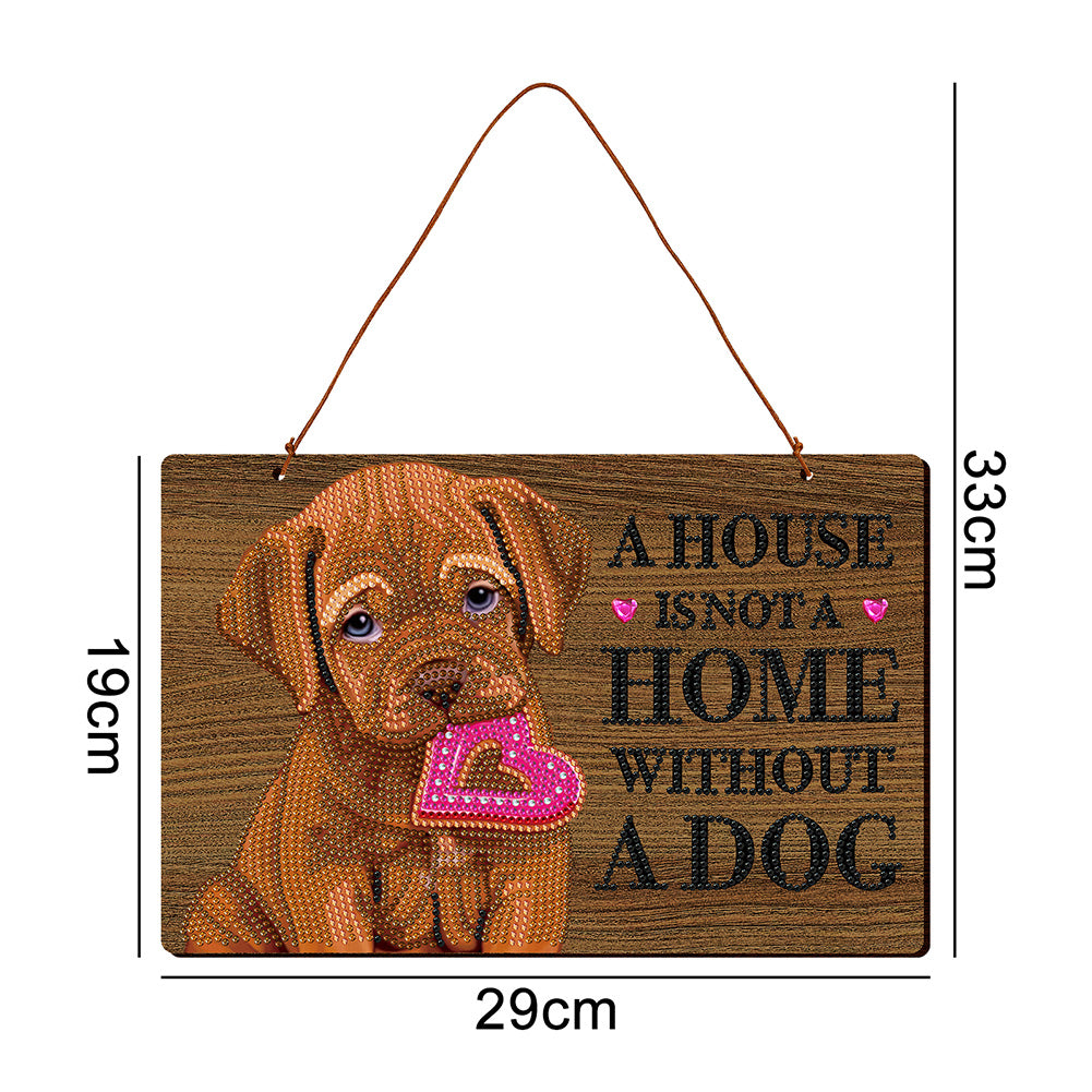 DIY Diamond Painting Dog Wooden Wall Plaque Sign Wood Plate Hanging Decor