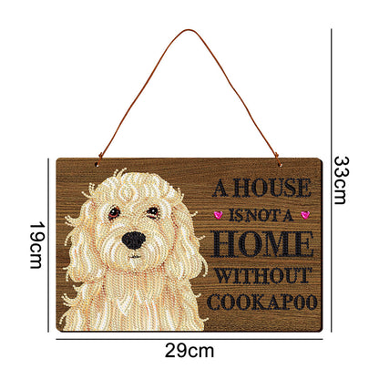 DIY Diamond Painting Dog Wooden Wall Plaque Sign Wood Plate Hanging Decor