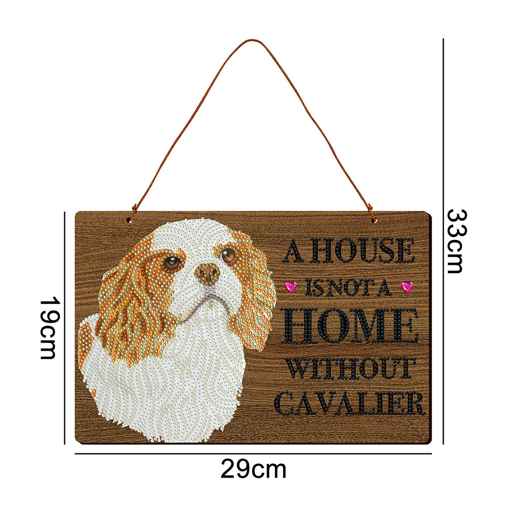 DIY Diamond Painting Dog Wooden Wall Plaque Sign Wood Plate Hanging Decor