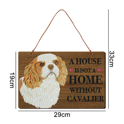 DIY Diamond Painting Dog Wooden Wall Plaque Sign Wood Plate Hanging Decor