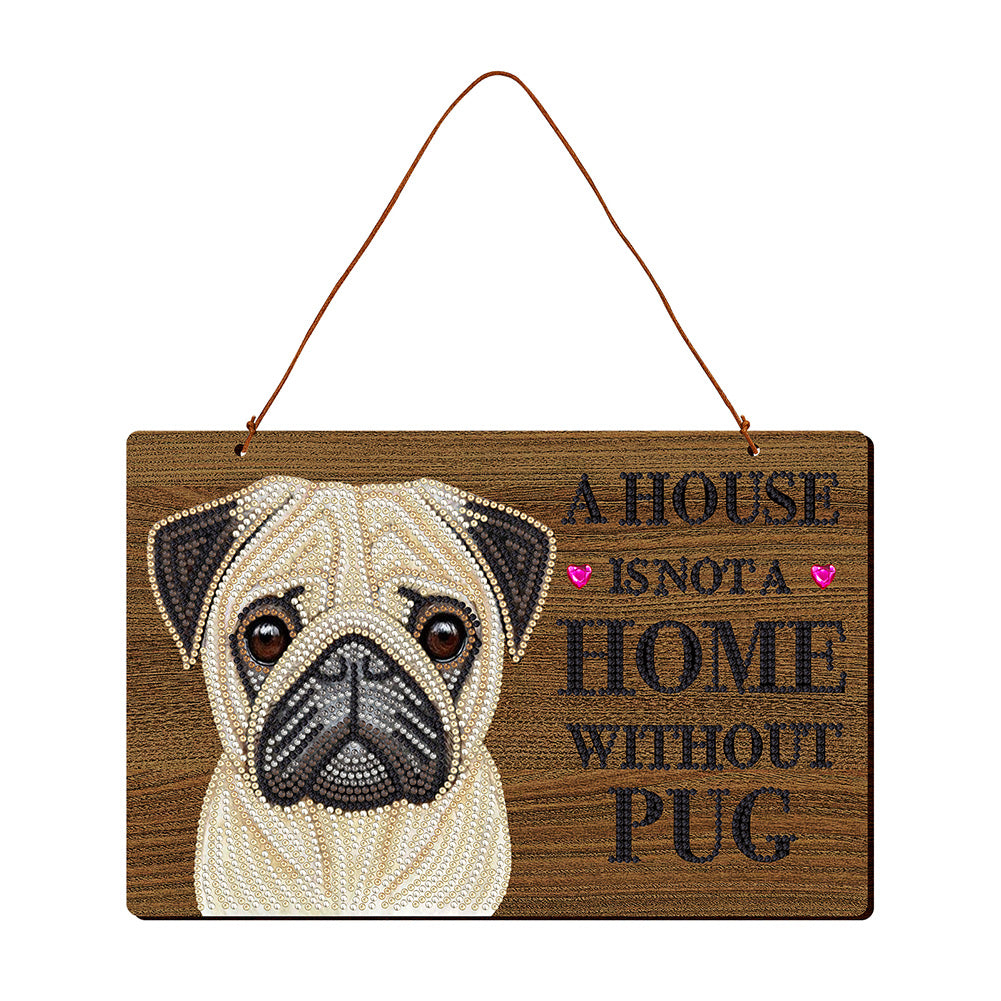 DIY Diamond Painting Dog Wooden Wall Plaque Sign Wood Plate Hanging Decor