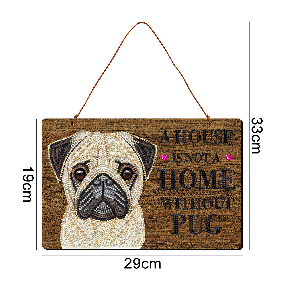 DIY Diamond Painting Dog Wooden Wall Plaque Sign Wood Plate Hanging Decor